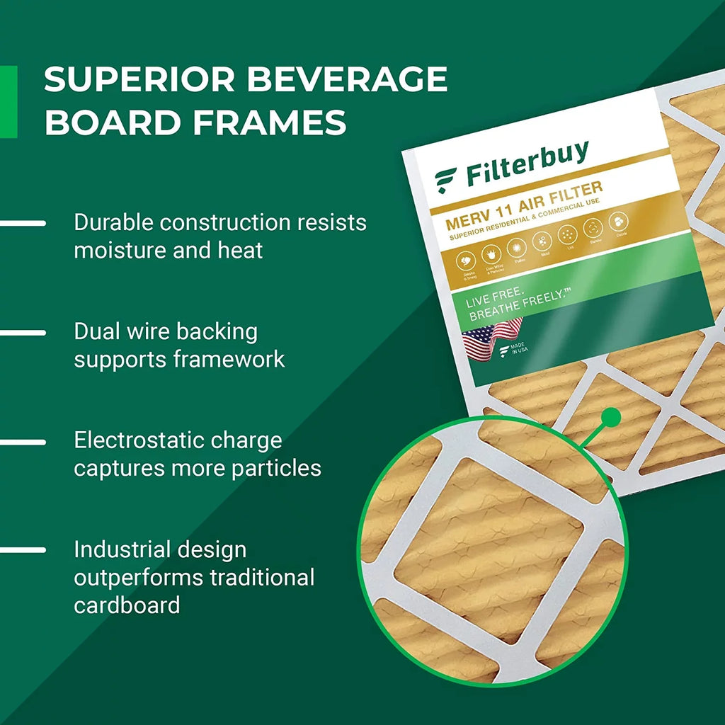 Filterbuy 10x16x2 MERV 11 Pleated HVAC AC Furnace Air Filters (4-Pack)