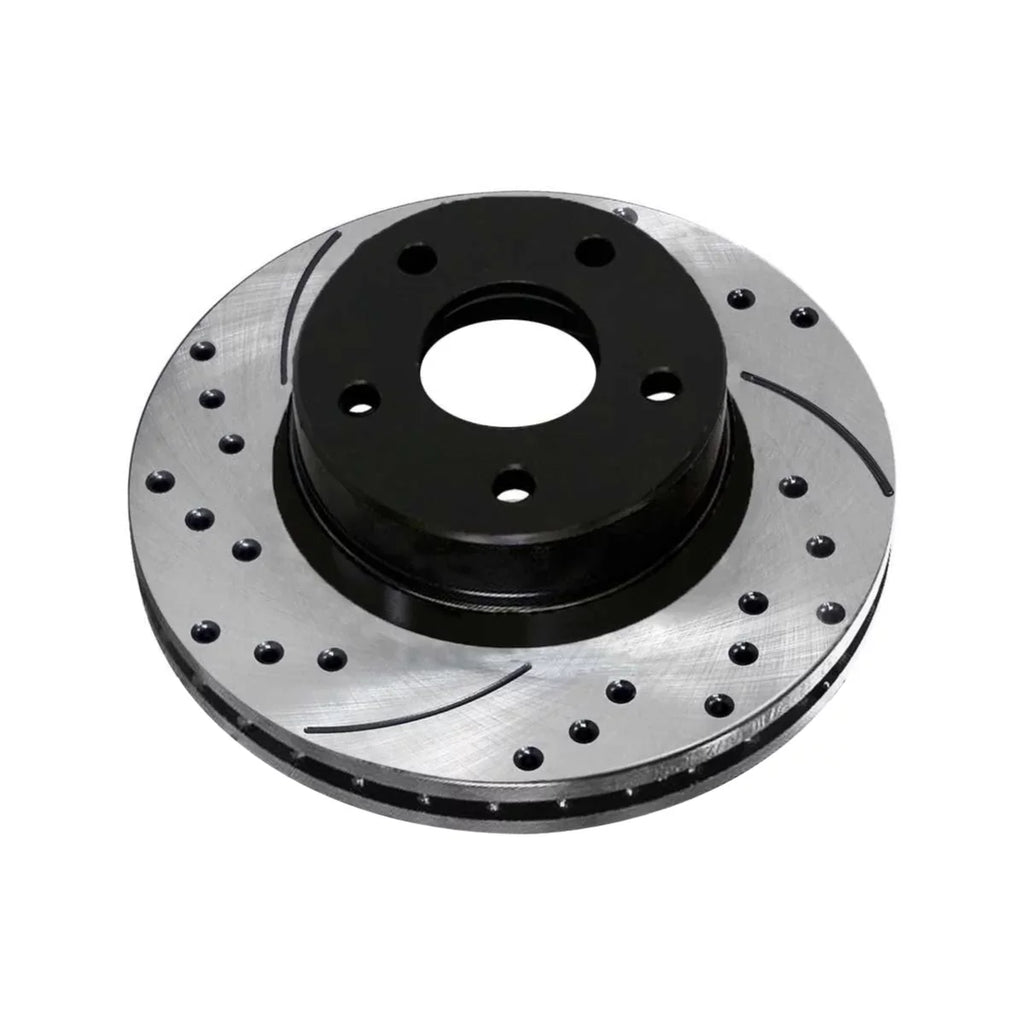 AutoShack Front and Rear Drilled Slotted Brake Rotors Black Set of 4 Replacement for Chrysler 200 Sebring 2007-2017 Jeep Patriot Compass 2007-2012 Dodge Caliber 2008-2014 Avenger V6 FWD PR63040PR63038