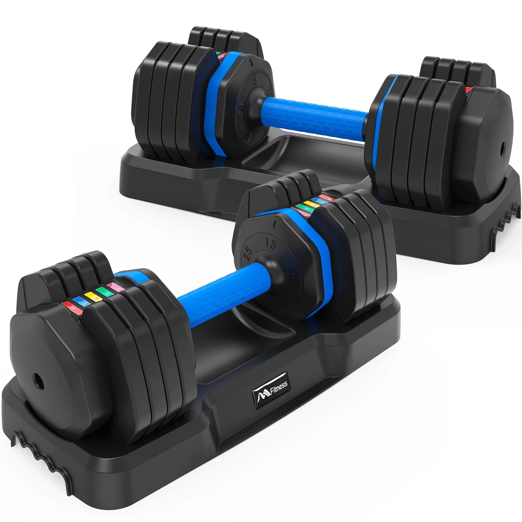 Adrinfly Adjustable Dumbbell - 55lb x2 Dumbbell Set of 2 with Anti-Slip Handle, Fast Adjust Weight by Turning Handle with Tray, Exercise Fitness Dumbbell Suitable for Full Body Workout