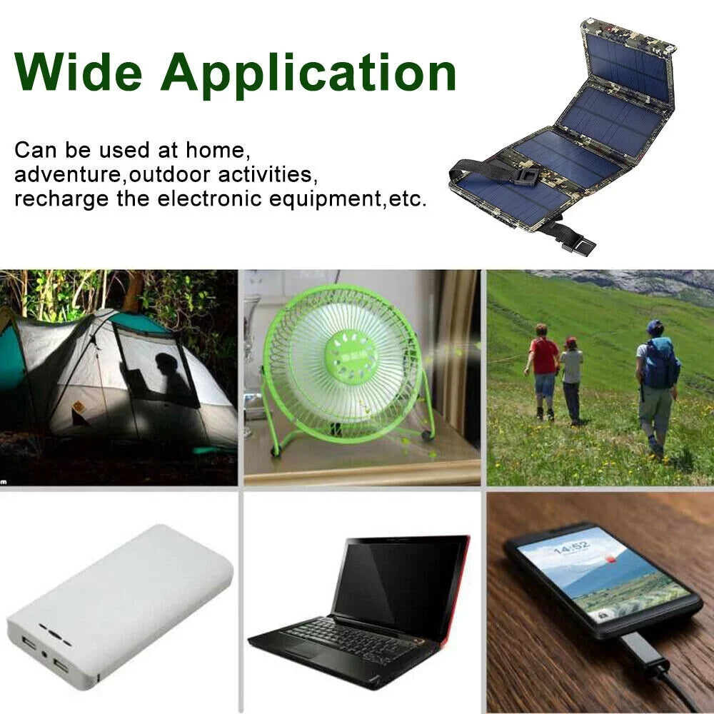 Foldable Outdoor 80W USB Solar Panel Portable Phone Charger Camping Hiking Rechargeable Battery High Standard