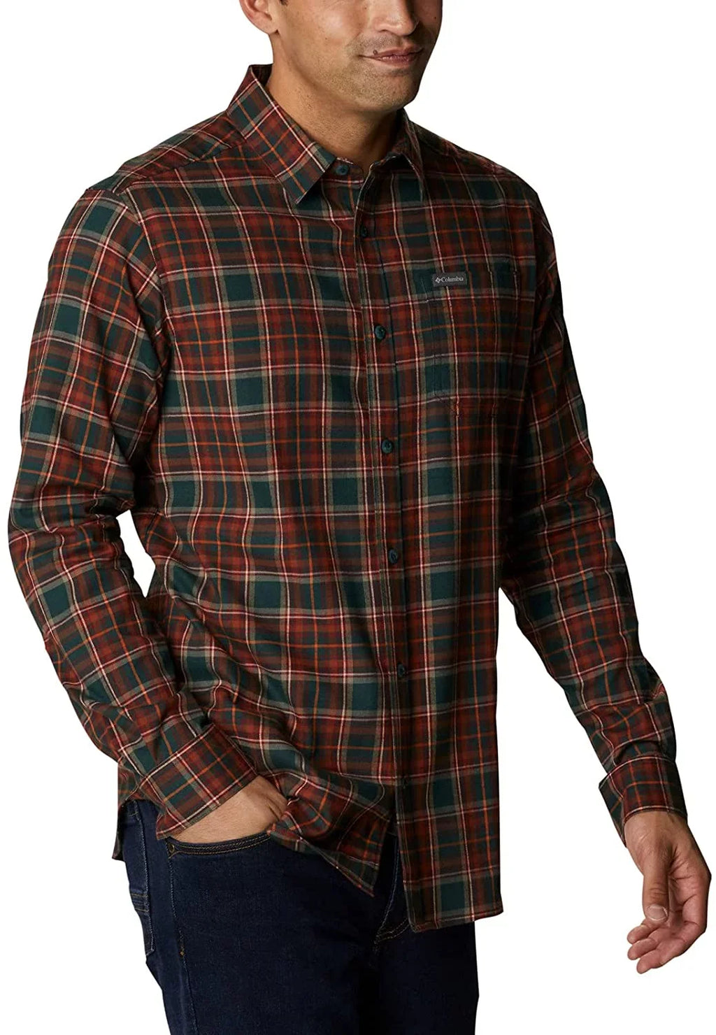 Columbia Mens Vapor Ridge III Long Sleeve Shirt Spruce Cs Tartan X-Large