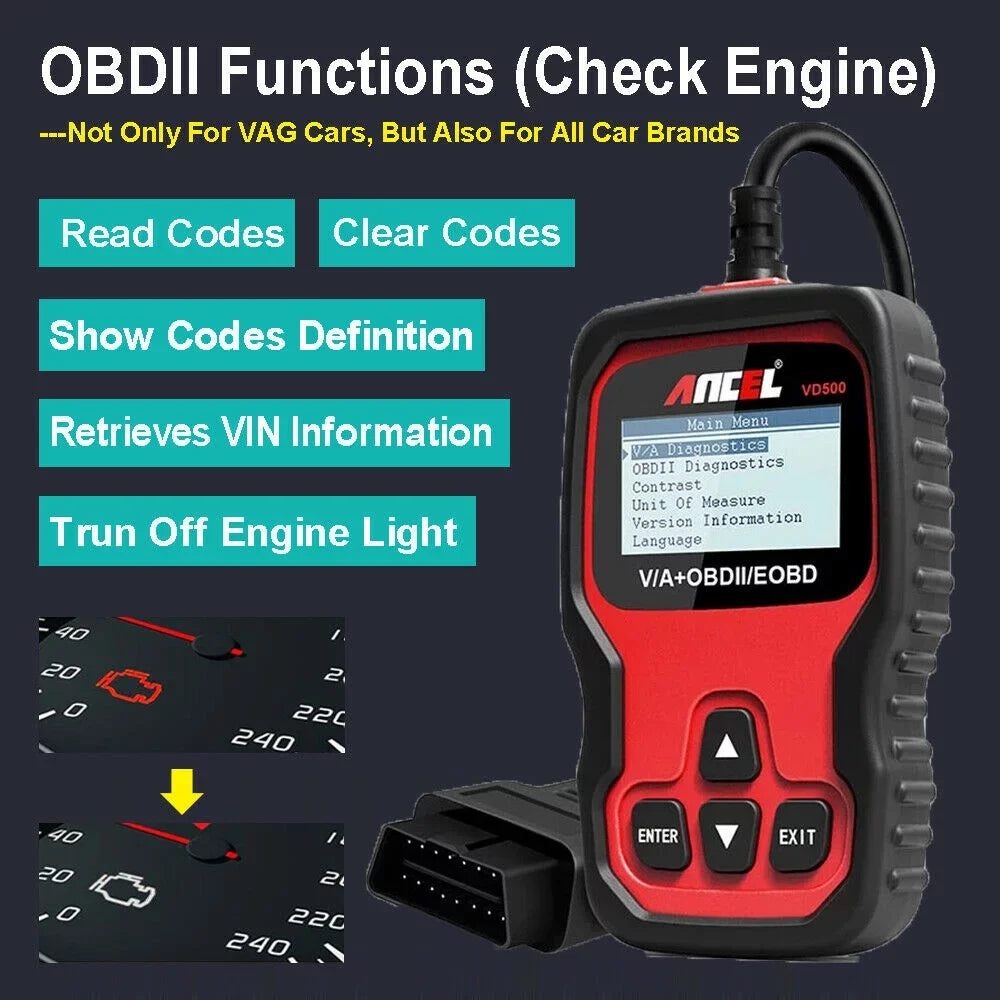 Ancel All System ABS SRS EPB IMMO Oil Automotive OBD2 Scanner EPB OIL Throttle Adapation Code Reader for VW Audi Skoda Seat Diagnostic Tool
