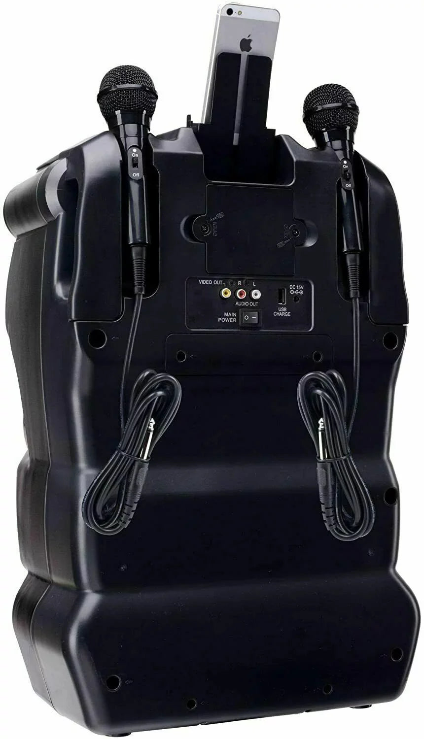 Karaoke USA CDG/MP3G 300W Portable Rechargeable Karaoke Player w/ 2 Mics