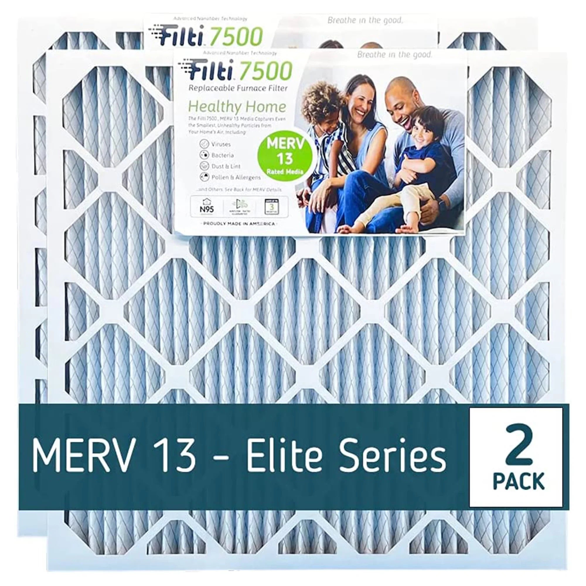 Filti 7500 16x2x20in Pleated Home HVAC Furnace MERV 13 Air Filter (4 Pack)