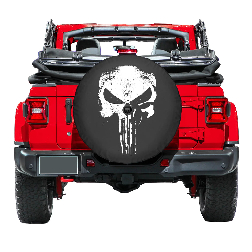 Boomerang - 33" Soft JL Tire Coating for Jeep JL Wrangler (w/ back-up camera) (2018-2020) - Rubicon - Distressed Punisher Skull