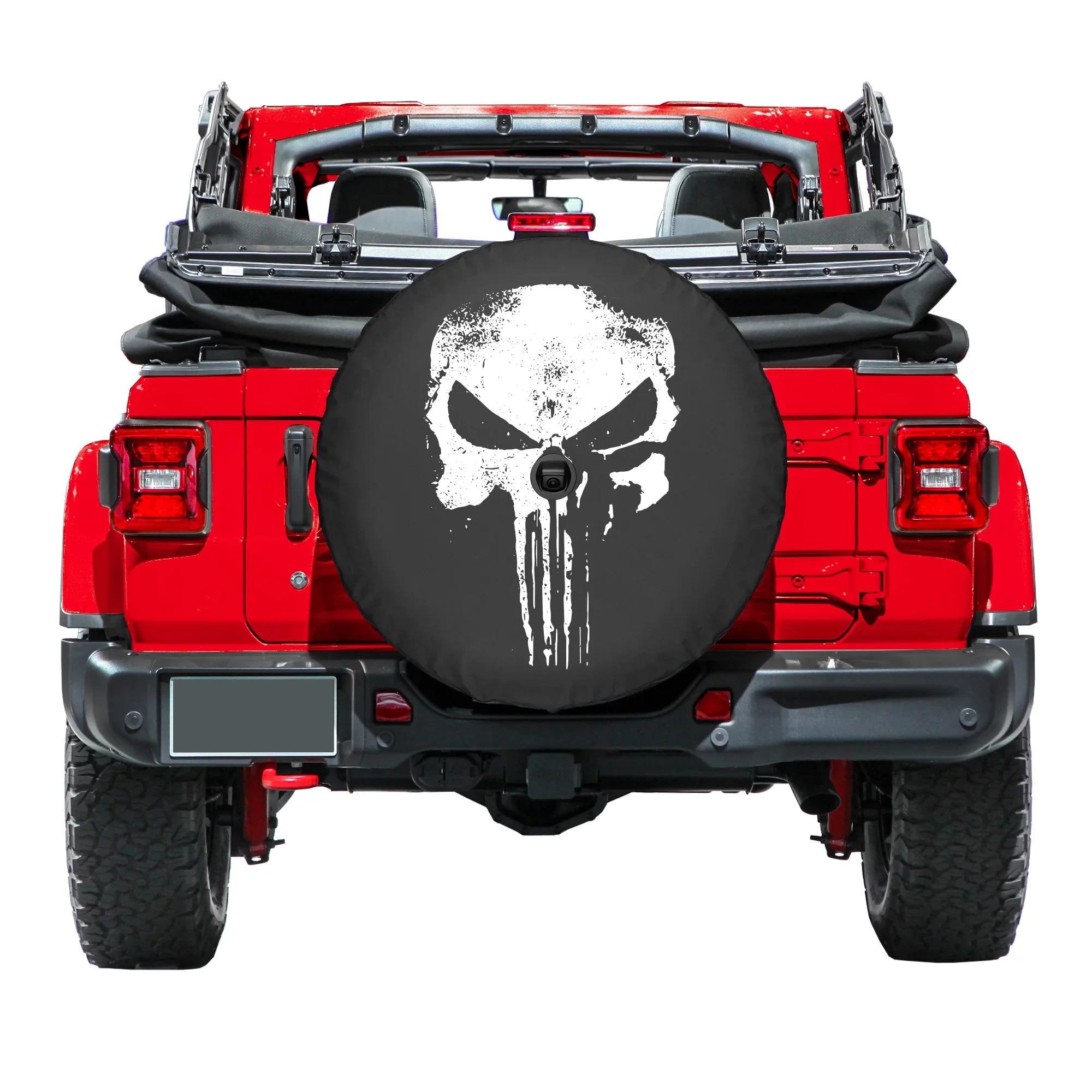 Boomerang - 33" Soft JL Tire Coating for Jeep JL Wrangler (w/ back-up camera) (2018-2020) - Rubicon - Distressed Punisher Skull