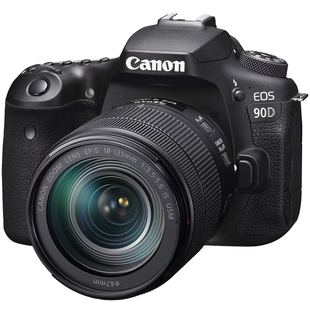 Canon EOS 90D DSLR Camera with 18-135mm IS USM Lens + 2 Pieces SanDisk 64GB Card + Case + Telephoto + Tripod + ZeeTech Accessory Bundle