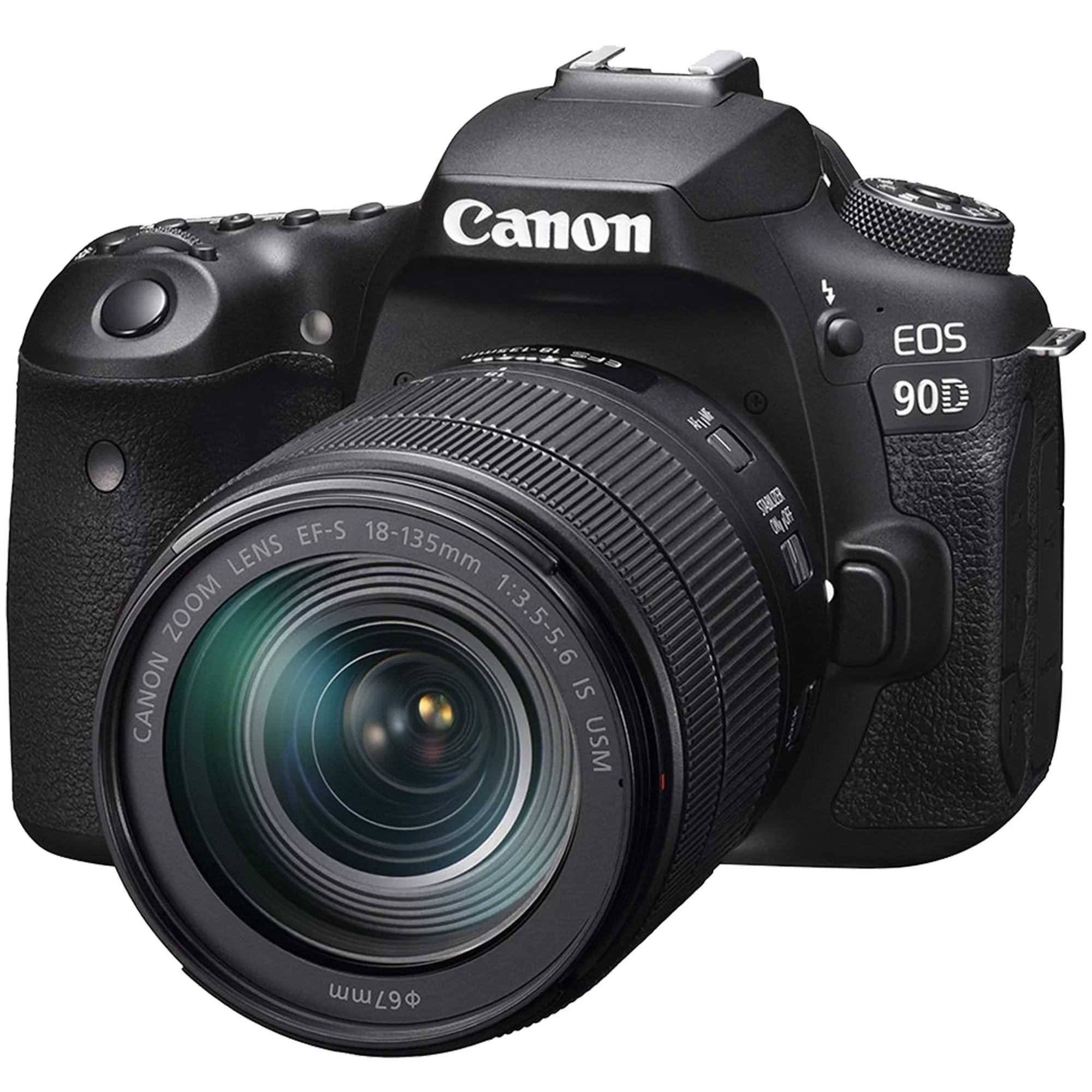 Canon EOS 90D DSLR Camera with 18-135mm IS USM Lens + 2 Pieces SanDisk 64GB Card + Case + Telephoto + Tripod + ZeeTech Accessory Bundle