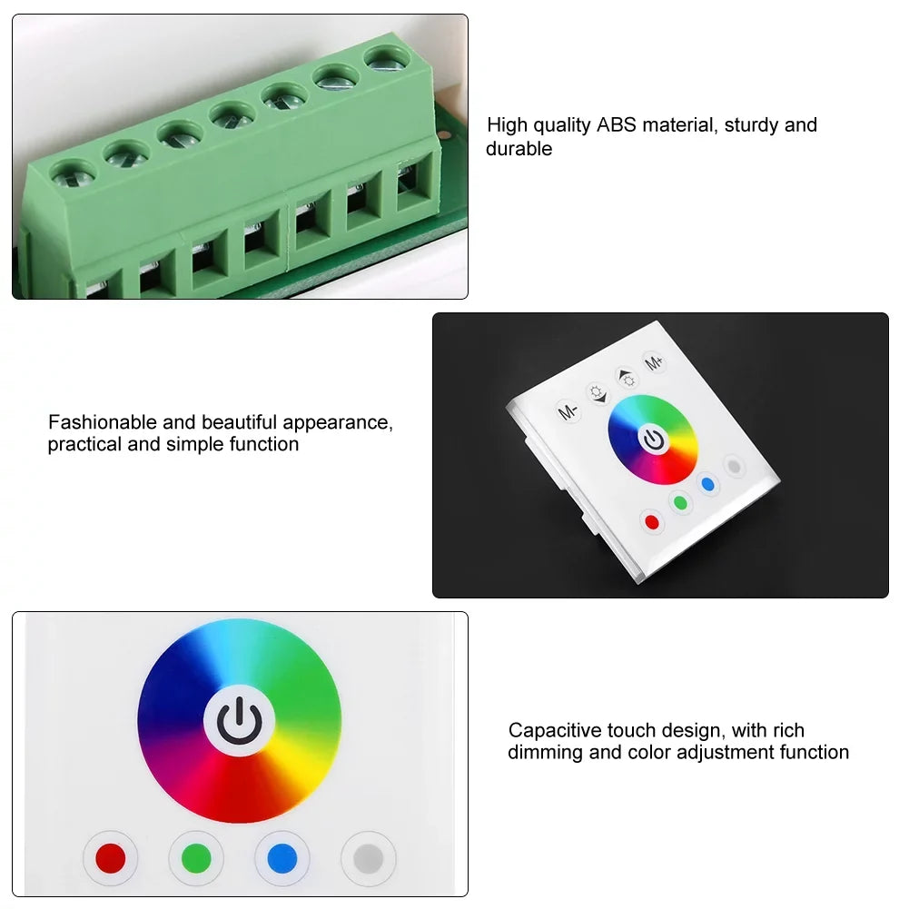 Kathlen Touch Panel Controller - Wall Mounted Colorful RGBW LED Touch Panel Controller Dimmer Switch for LED Strip Light(White)