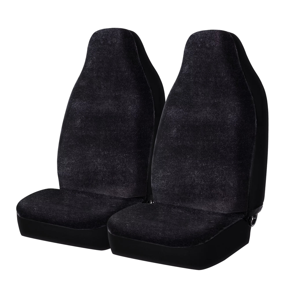 Auto Drive 2 Piece Car Seat Shield High Back Soft Faux Fur Polyester Black, Universal Fit, 2002SC101