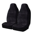 Auto Drive 2 Piece Car Seat Shield High Back Soft Faux Fur Polyester Black, Universal Fit, 2002SC101