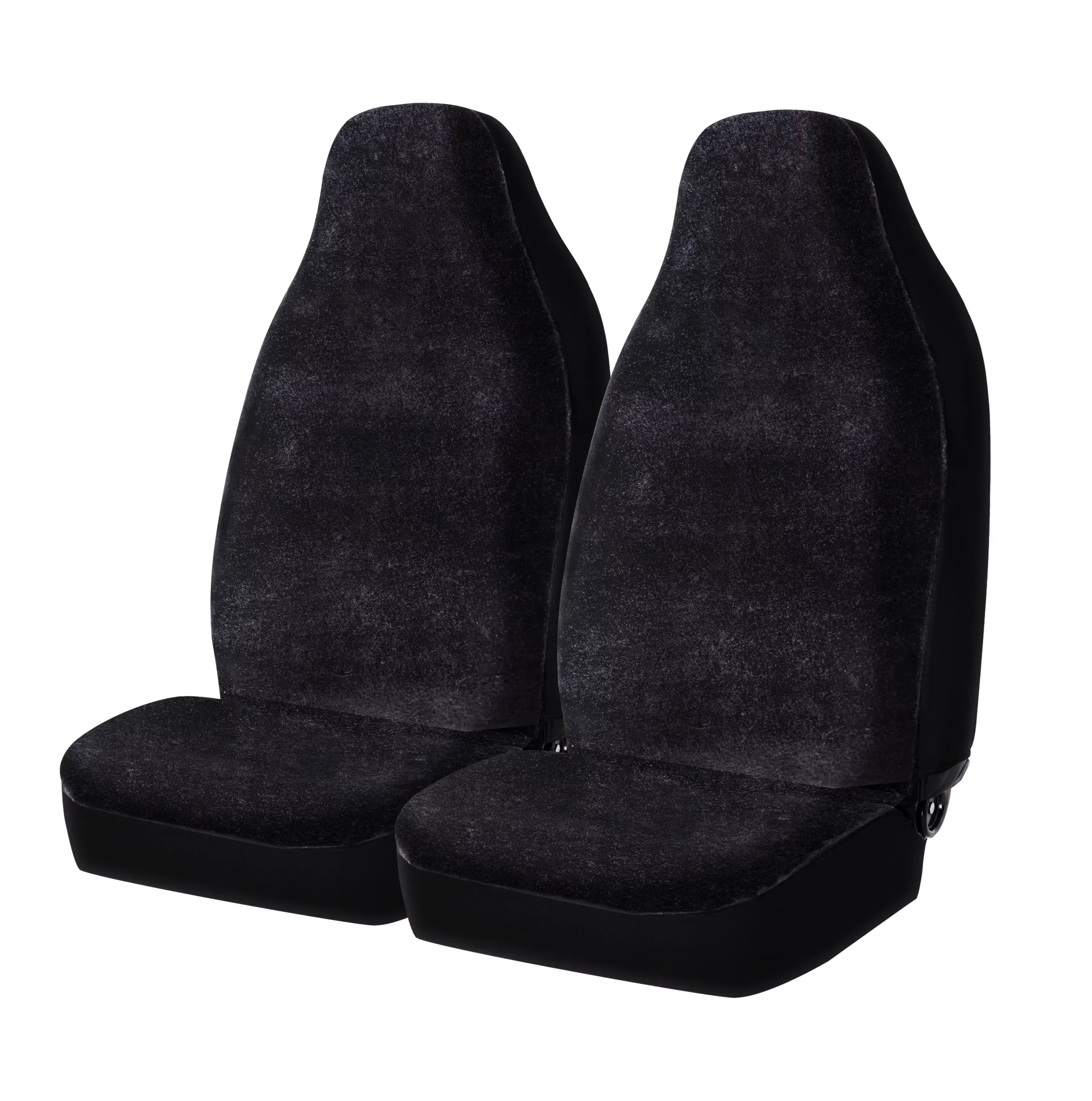 Auto Drive 2 Piece Car Seat Shield High Back Soft Faux Fur Polyester Black, Universal Fit, 2002SC101