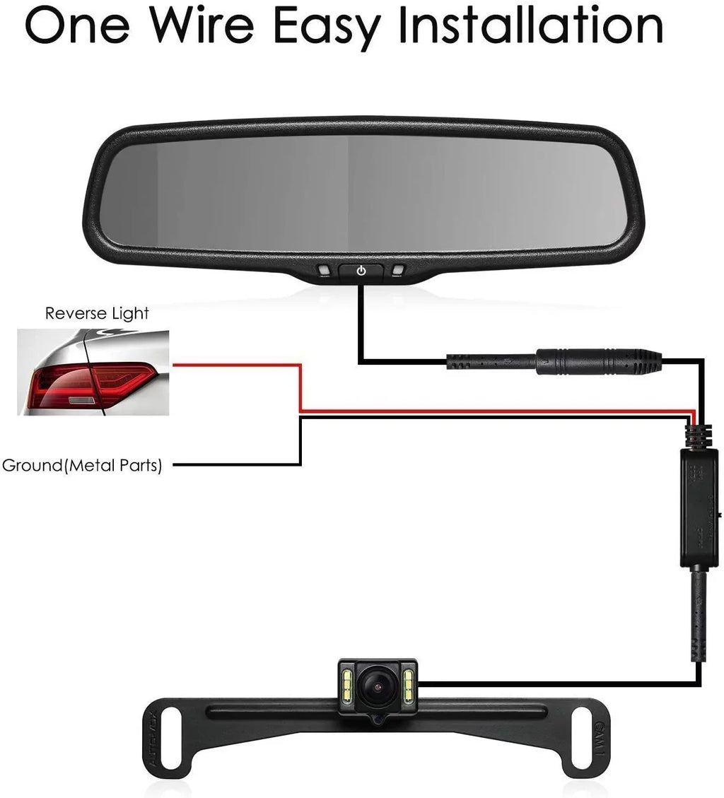 AUTO-VOX T2 Backup Camera for Car/Trucks, OEM Look Rear View Mirror Camera Monitor with IP68 Waterproof Back Up Camera for Parking & Reversing