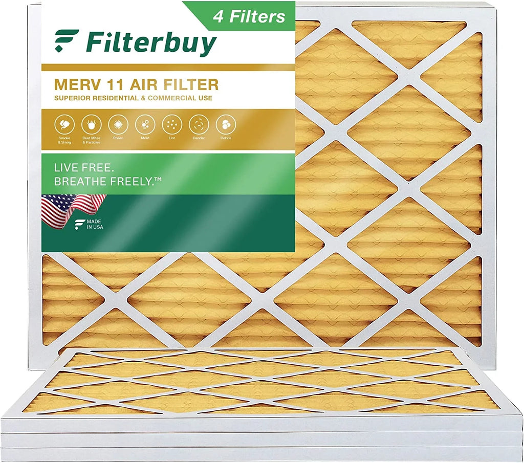 Filterbuy 12x16x1 MERV 11 Pleated HVAC AC Furnace Air Filters (4-Pack)
