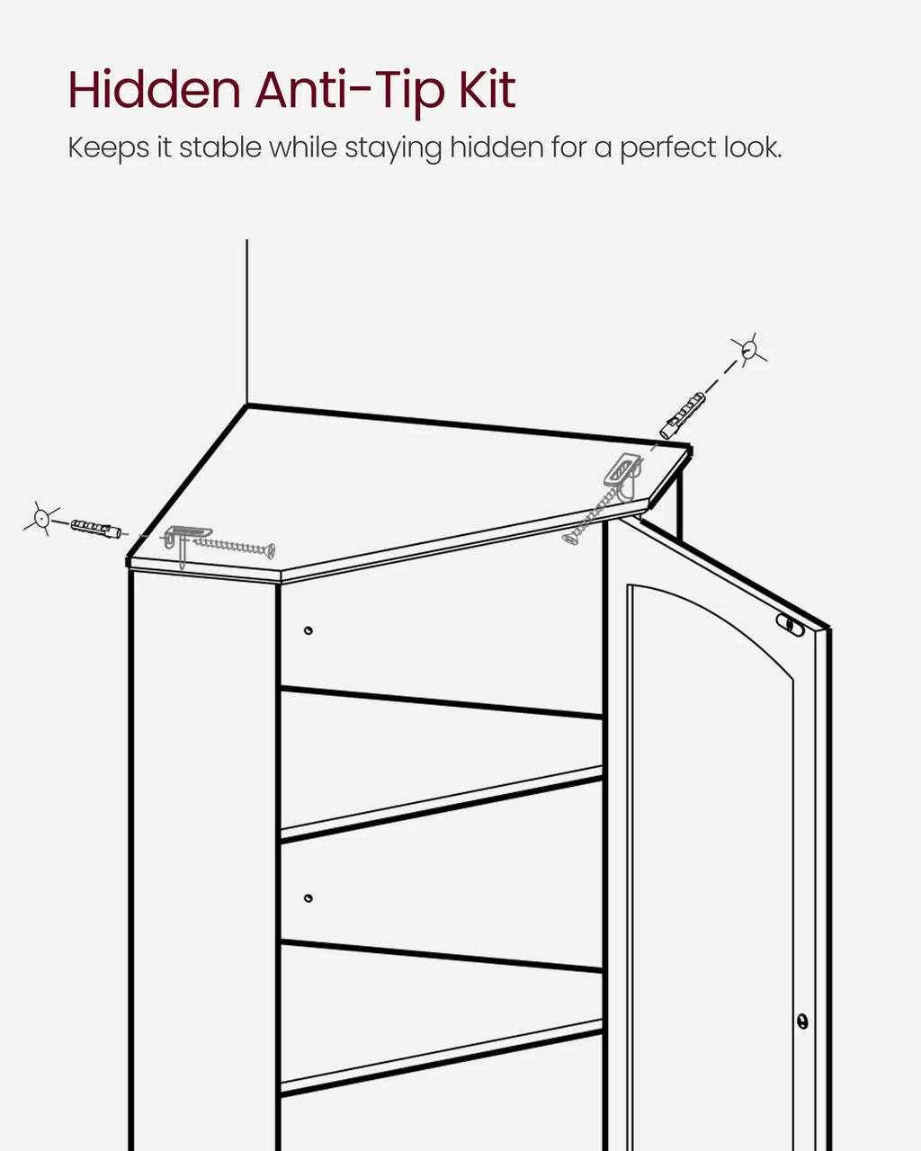 VASAGLE Floor Cabinet Bathroom Storage Cabinet with 2 Doors and 4 Adjustable Shelves Tall Corner Cabinet Modern Farmhouse Design, White