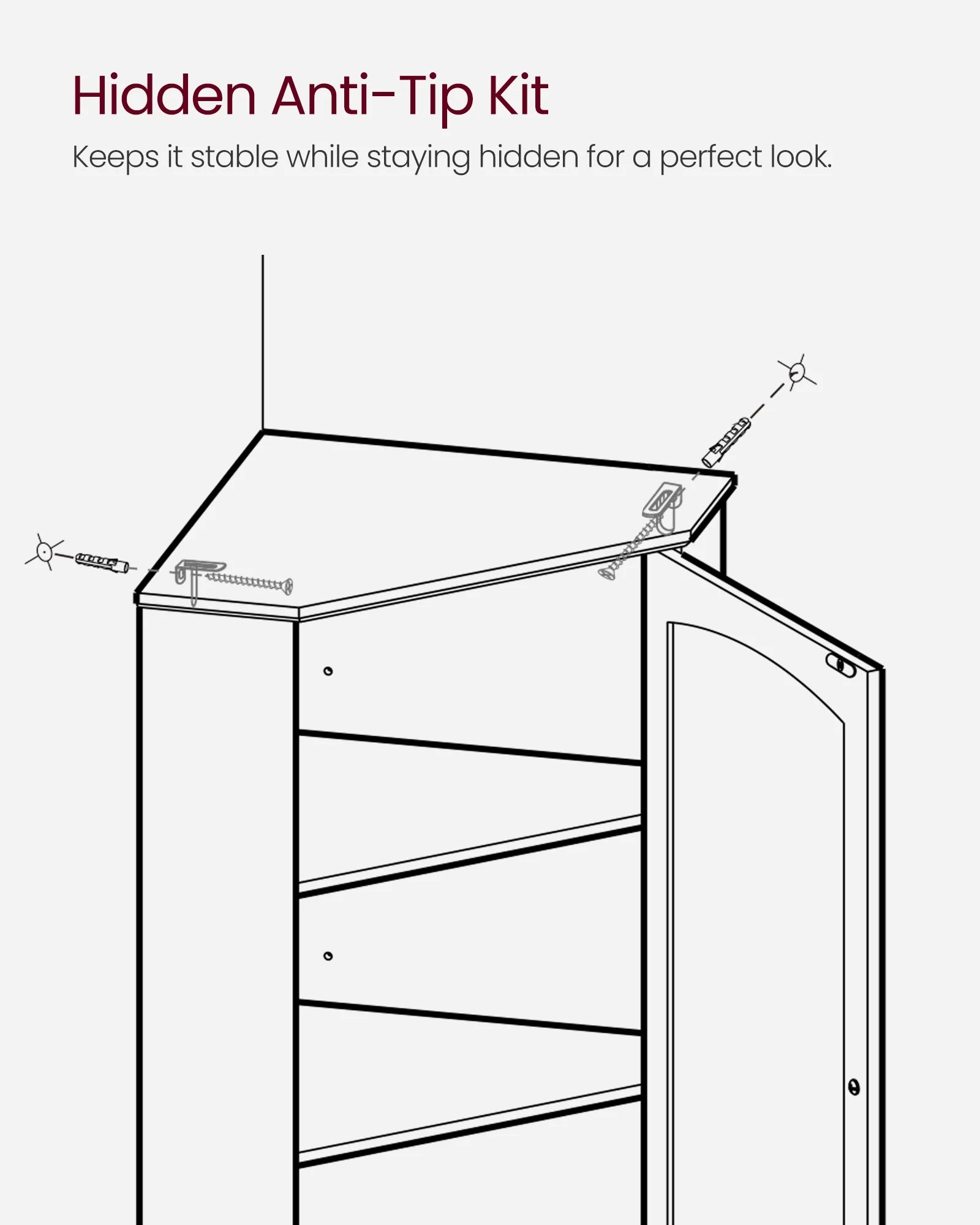 VASAGLE Floor Cabinet Bathroom Storage Cabinet with 2 Doors and 4 Adjustable Shelves Tall Corner Cabinet Modern Farmhouse Design, White