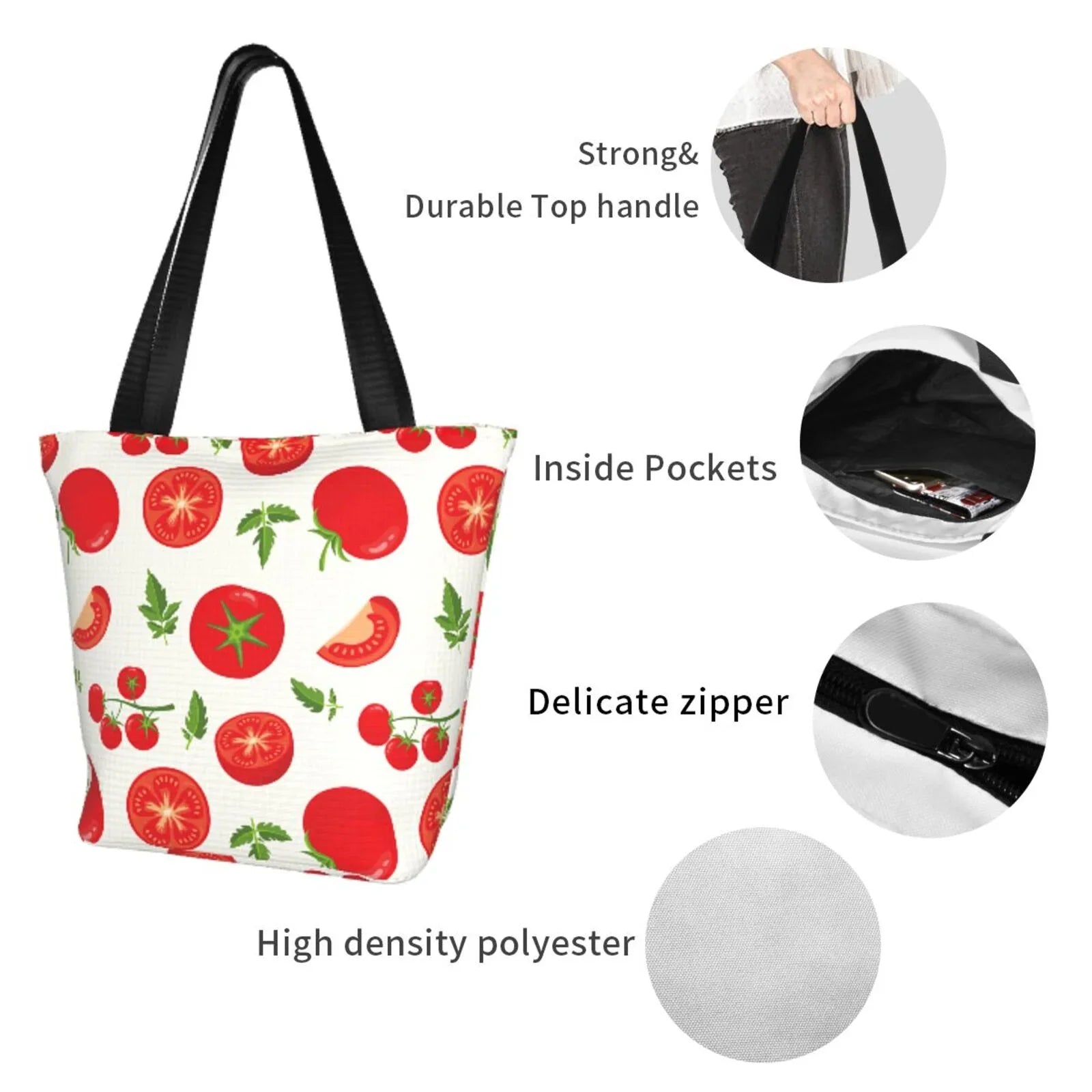 Lukts Fresh Red Tomato Tote Bag,Shoulder Bag Women'S Hobos Handbags Large Capacity Shopping Bag