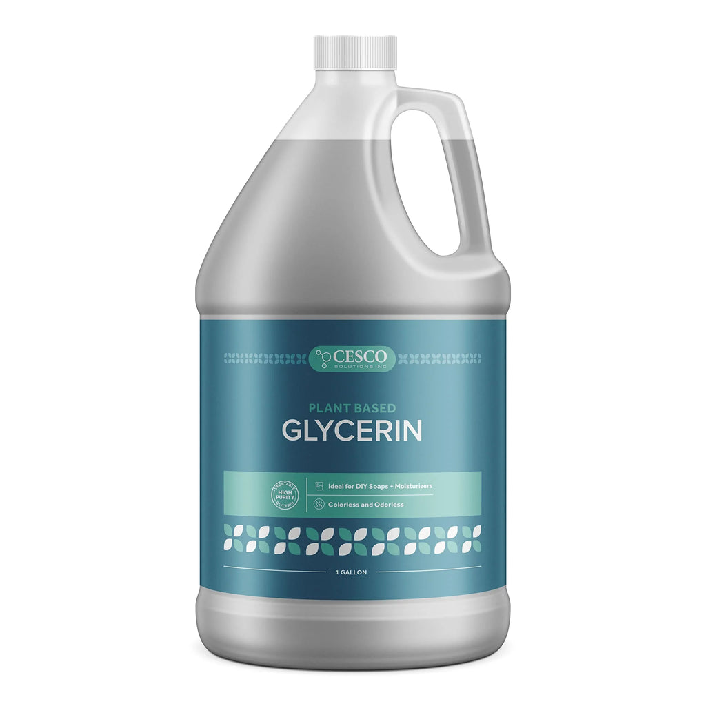 Cesco Solutions Pure Vegetable GLYCERIN - Plant-Based, Non-GMO, Non-Toxic Liquid Glycerin for DIY Soap Making - Natural Emollient Ingredient for Skin Moisturizers in Spill-Free Packaging - 1 gallon