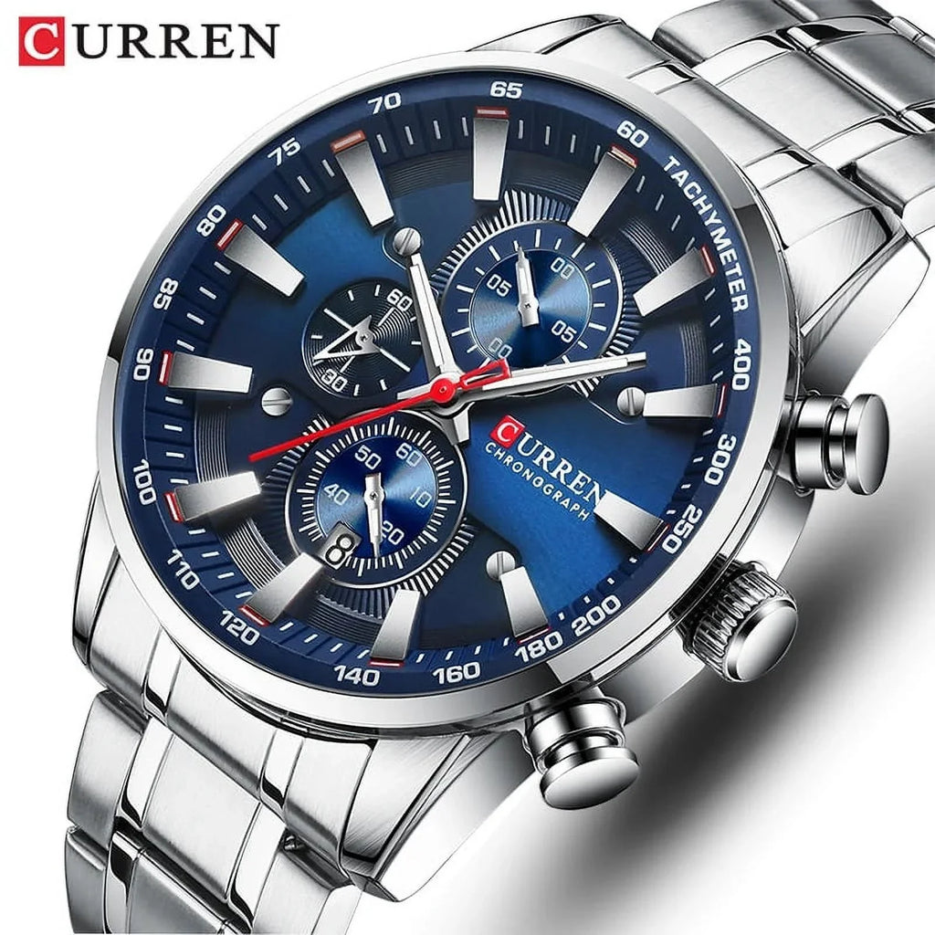 New Watches for Men Top Luxury Brand Quartz Men’s Watch Sport Waterproof Wrist Watches Chronograph Date Relogio Masculino Silver Black