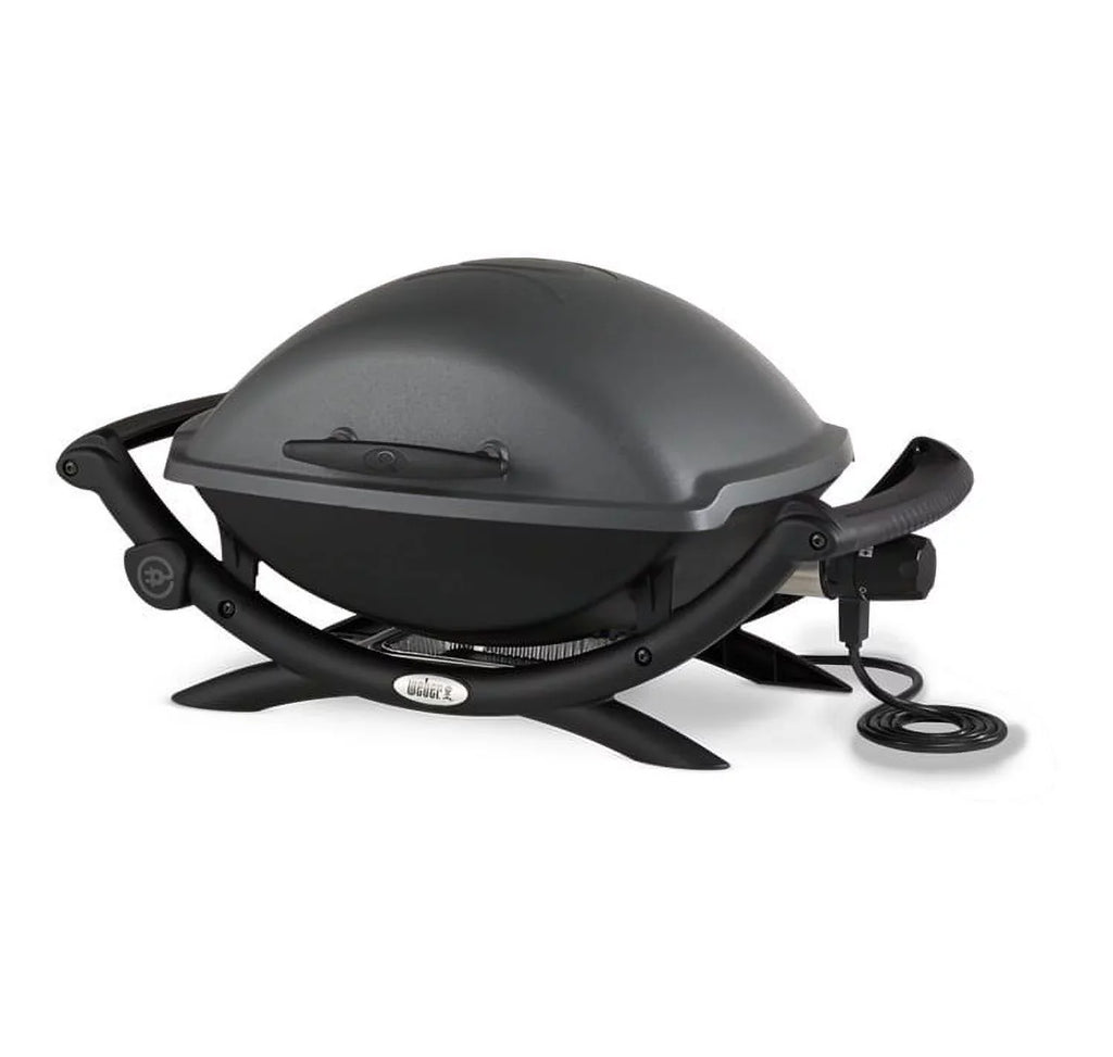 Weber Q 2400 Electric Grill (Black) with Grill Shield and Cart Bundle