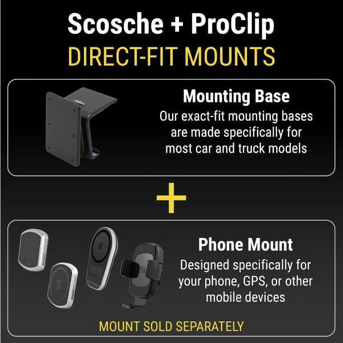 Scosche PC241503 ProClip Center Dash Mount Matching with 2014-2018 Chevy Silverado 2500/3500 Series Trucks (Mounting Base Only)
