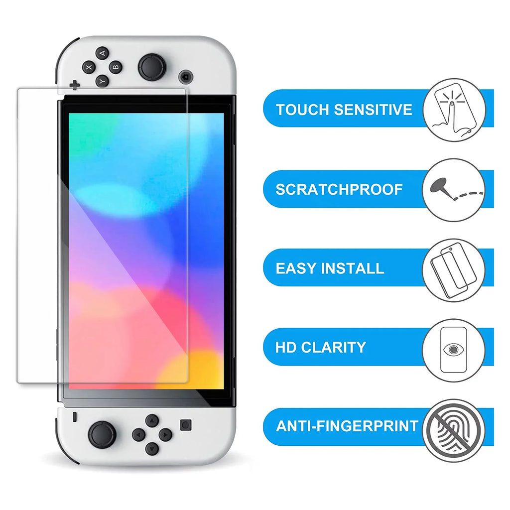 16-in-1 Accessories Kit Fit for Nintendo Switch OLED, EEEkit Accessories Bundle with Carrying Case, Protective Wrap Case, Tempered Glass Screen Protector, Thumb Grips, and More, Black