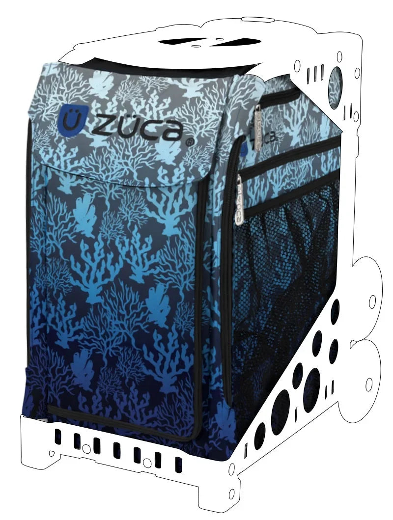 Zuca 18" Sport Bag - Reef with Flashing Wheels (Turquoise Frame)