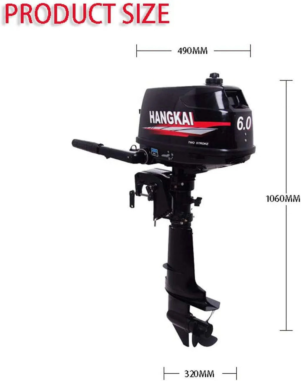 MONIPA 6 HP 2-Stroke Outboard Motor Tiller Shaft Inflatable Fishing Craft Marine Engine Water Cooling CDI System