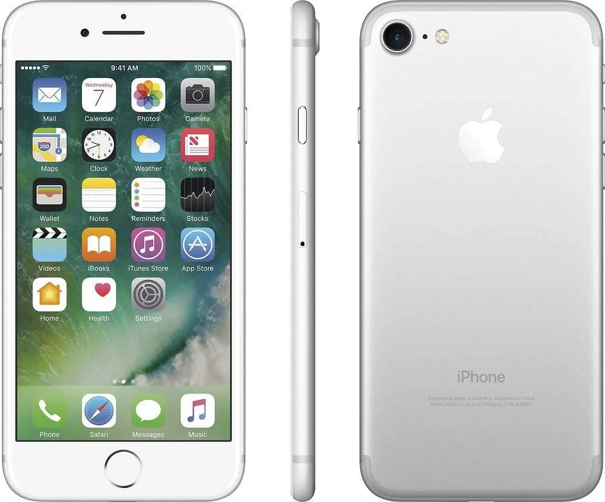 Restored Apple iPhone 7 A1660 (Fully Unlocked) 32GB Silver (Grade A+) w/ Wireless Earbuds (Refurbished)