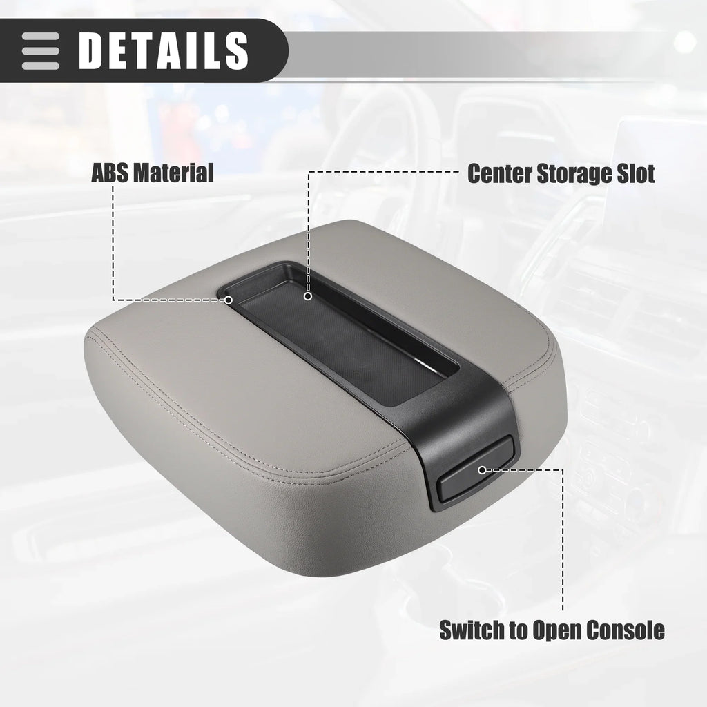 Center Console Lid Armrest Shield for Chevy Silverado 1500 2500HD 3500HD 2007-2013 No.19328717 Gray