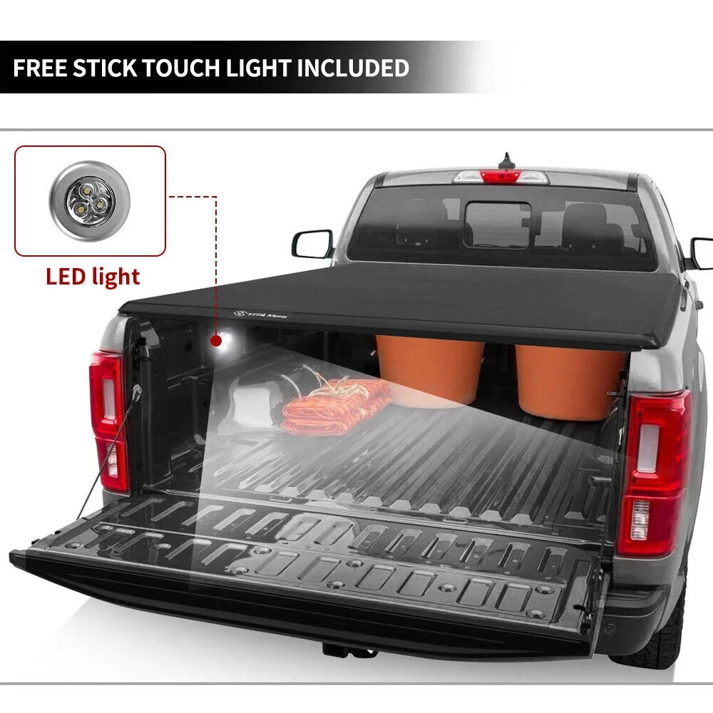 Ledkingdomus 5 ft Bed Soft Tri-fold Truck Bed Tonneau Shield for 2019 2020 2021 2022 2023 Ford Ranger