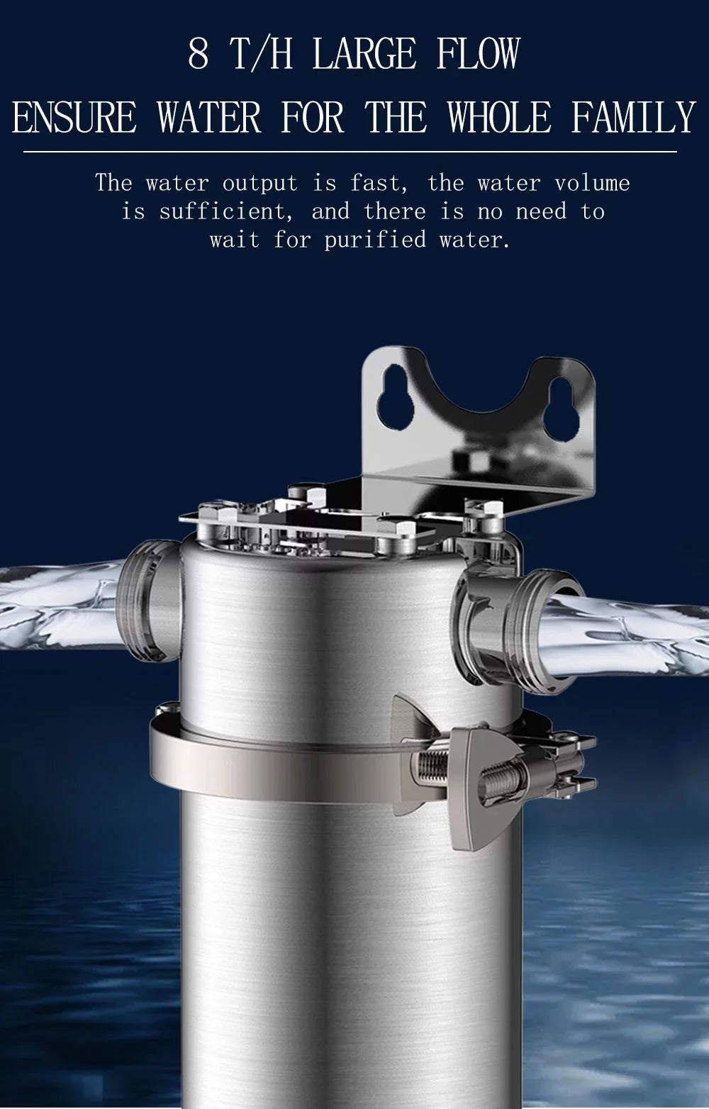TECHTONGDA Front Water Filter Housing 10 inch Filter 1 inch NPT for Whole House Water Purification 304 Stainless Steel 8000L/h