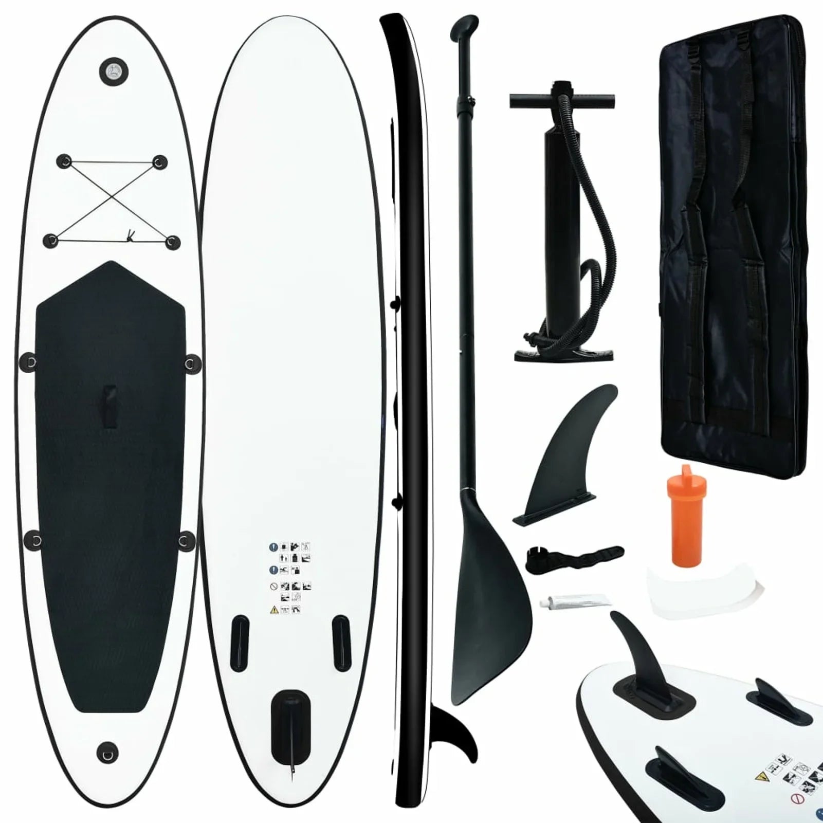 OWSOO Inflatable Paddle Board Set Black and White
