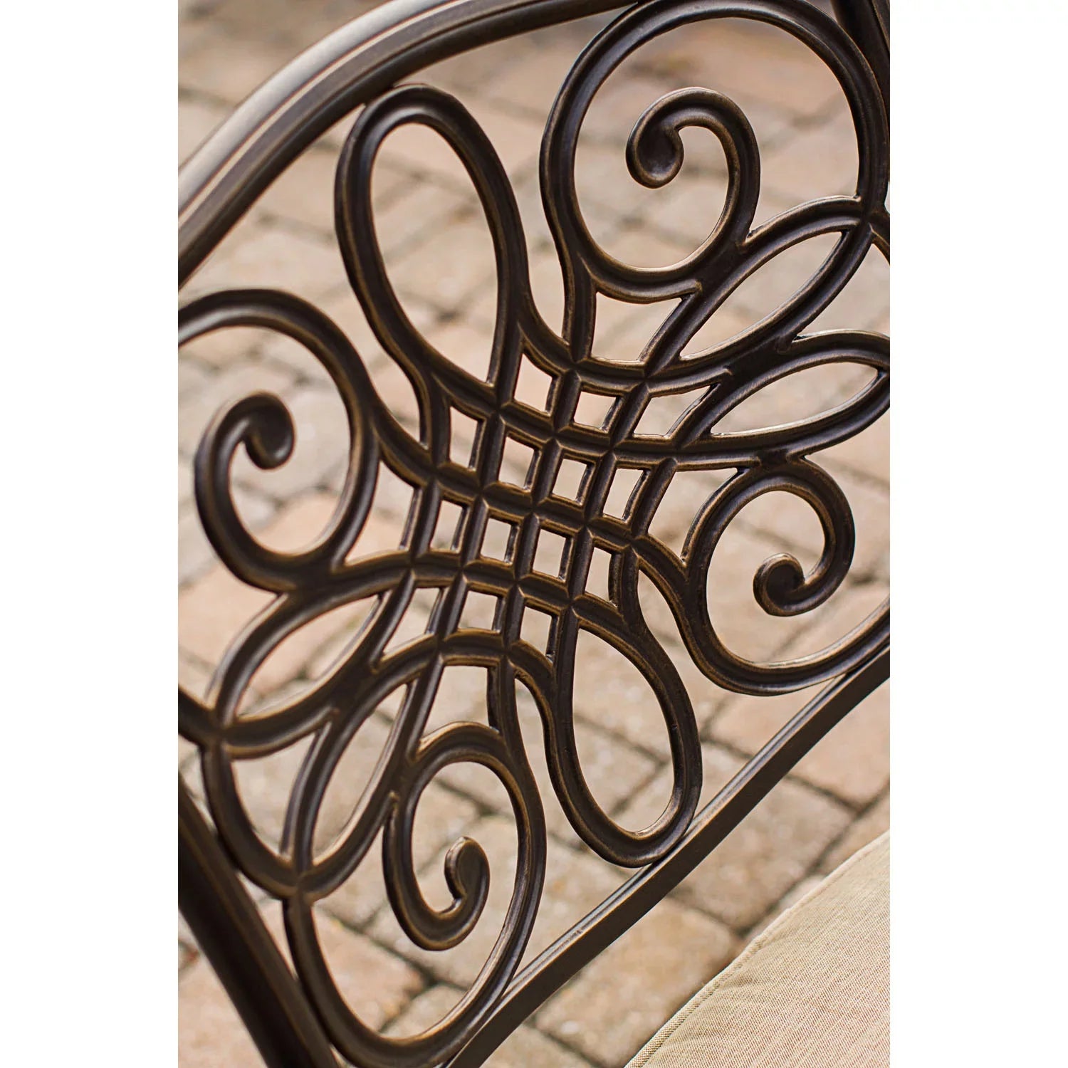 Cambridge Seasons 3-Piece Tan Bistro Dining Set, Two Aluminum Swivel Rockers,32 in. Round Table