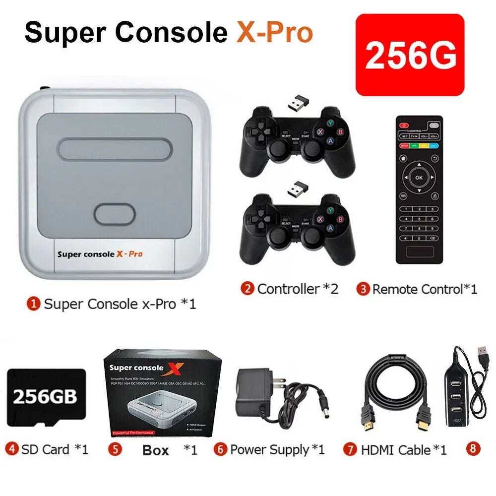 Onemayship Retro Game Console 256GB, Super Console X PRO Built in 50,000+ Games, Video Game Console Systems for 4K TV HD/AV Output, Dual Systems, Matching with PS1/PSP/MAME/ATARI