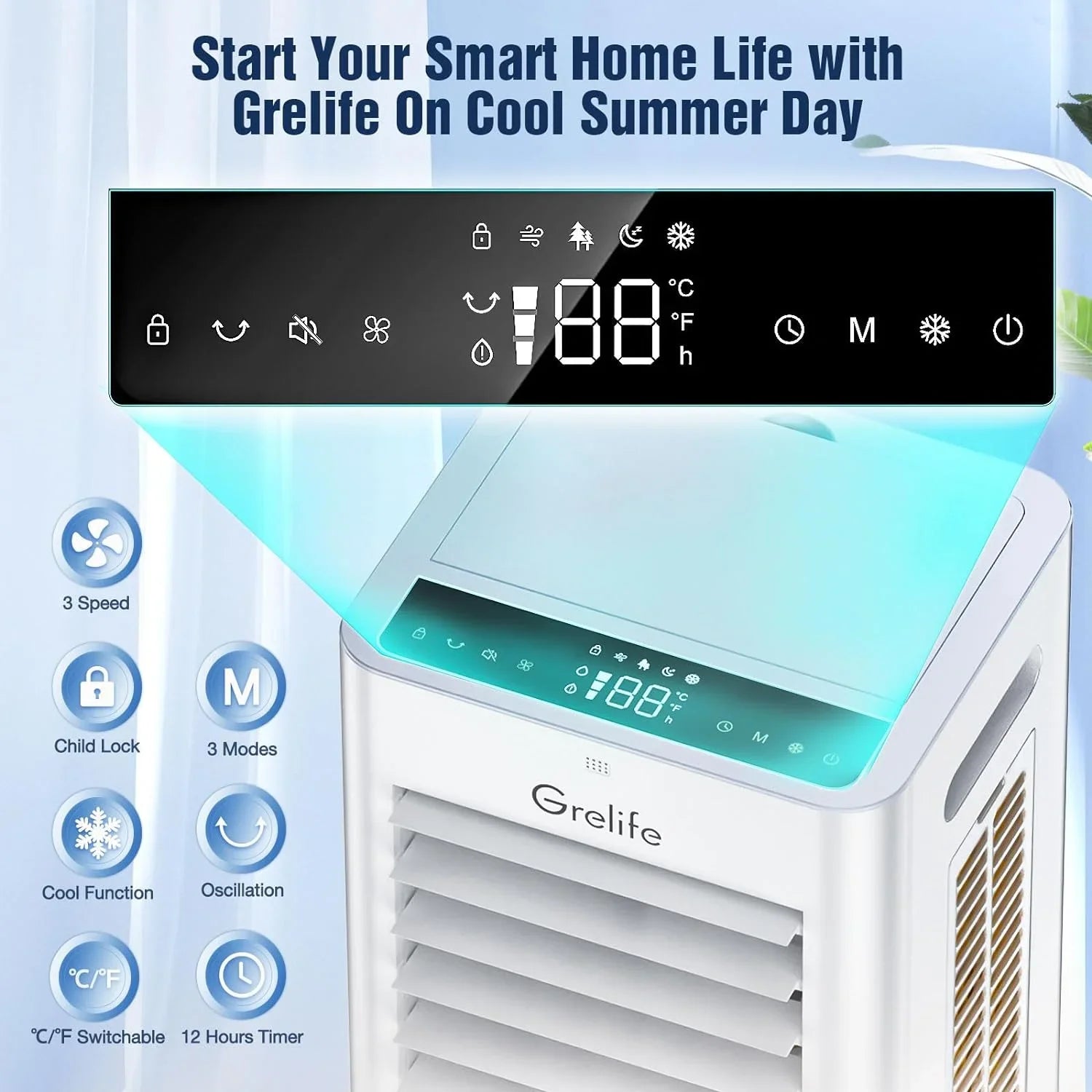 LIANMEI Portable Evaporative Air Cooler, 3-IN-1 Air Cooler Cooling Fan with Remote Control, 12H Timer, 4 Ice Packs, 1.58Gal Water Tank, 3 Modes, 3 Speeds, Personal Swamp Cooler for Bedroom Home Office
