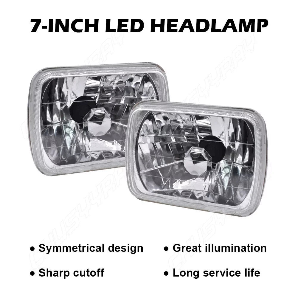NEW 5X7" 7x6" LED Headlights For 1986-1995 Jeep Wrangler YJ 1984-2001 Cherokee XJ Lampshade Pack of 2