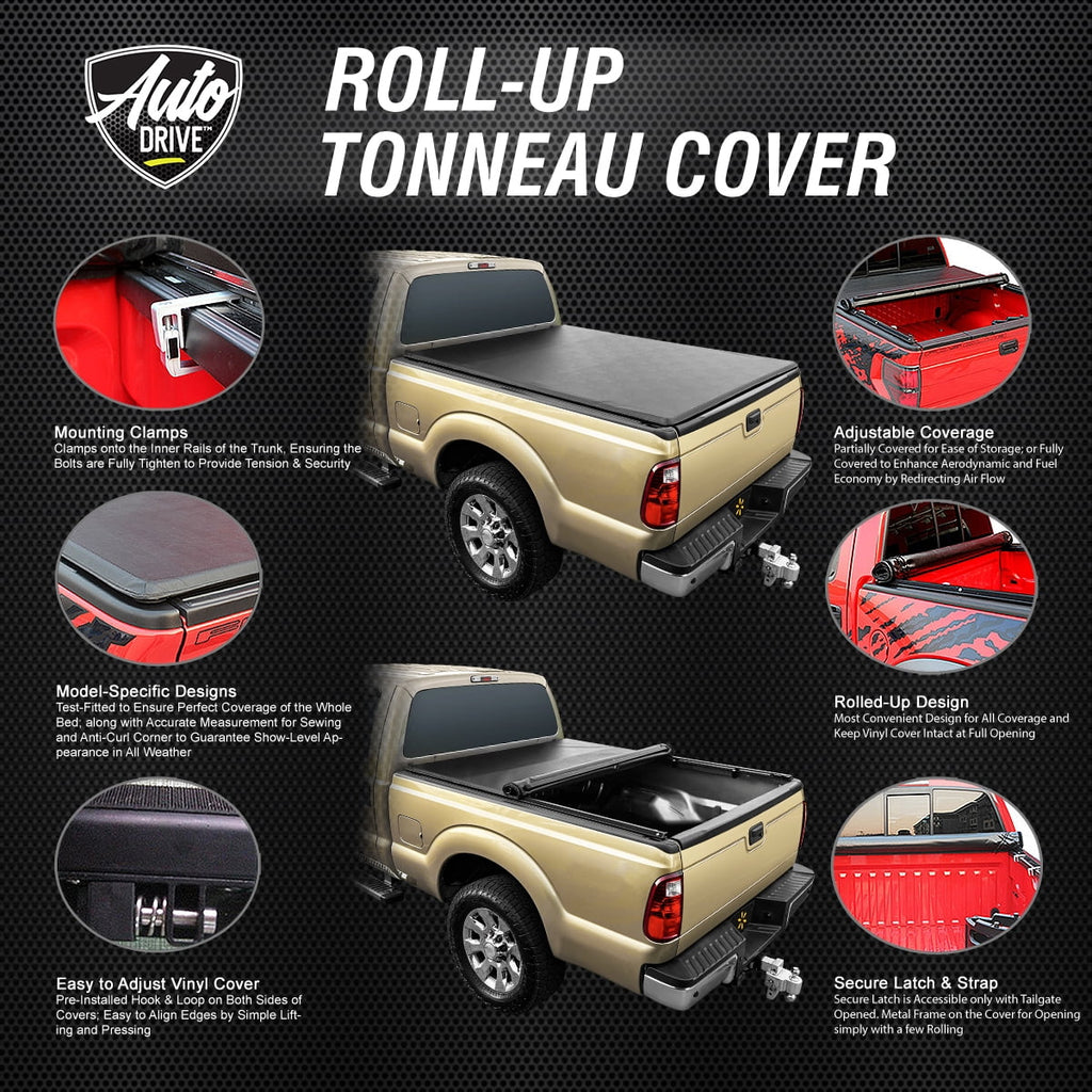 Auto Drive WMT-RU-56001 Soft Roll up Truck Bed Tonneau Coating Fits 2022-23 Toyota Tundra (Excl. Trail Edition) 5'6" Bed (66.7")