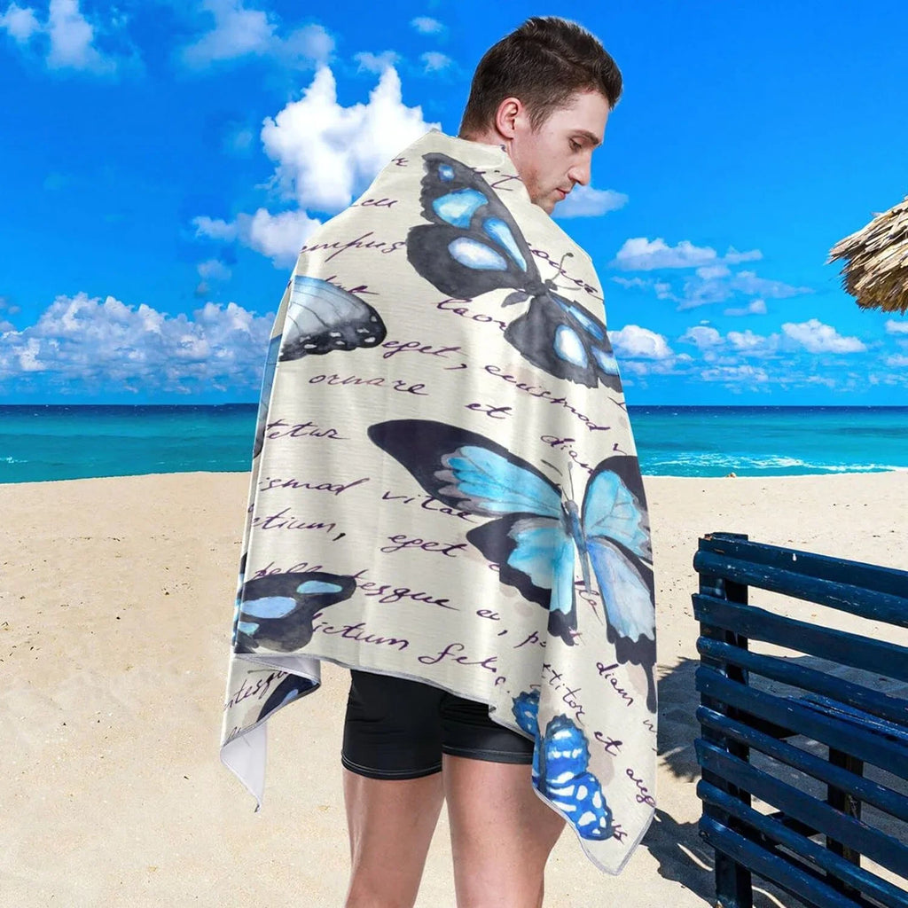Bestwell Butterflies Beach Towel - Super Absorbent Oversized Travel Towels - Lightweight Compact Quick Dry Towel for Swimming Camping Holiday （207）