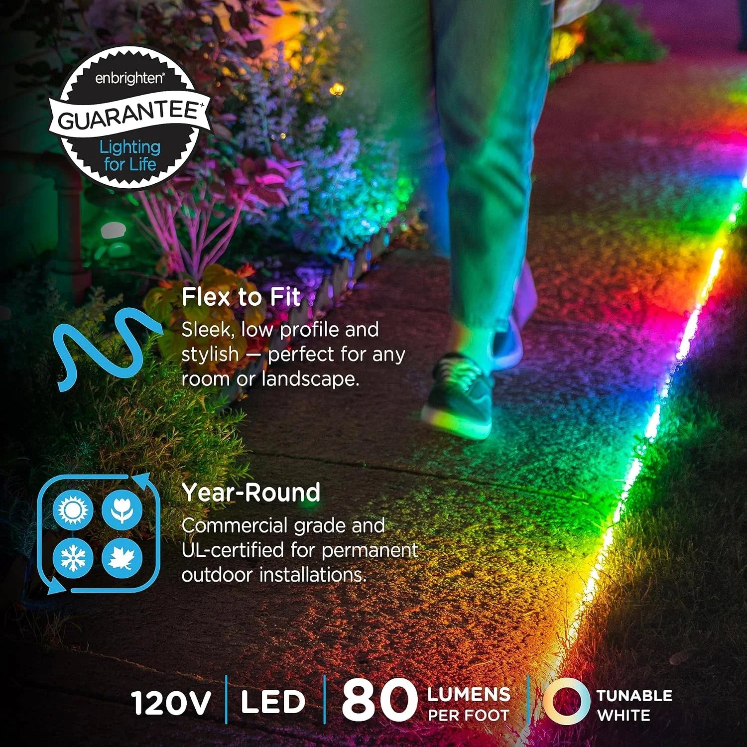 CXIAN Premium Smart Color Changing LED Strip Lights, 24ft, Indoor/Outdoor Flexible Light Strip, Fully Customizable Color, Dimmable, Built in Timer, Under Cabinet Lighting, 58088