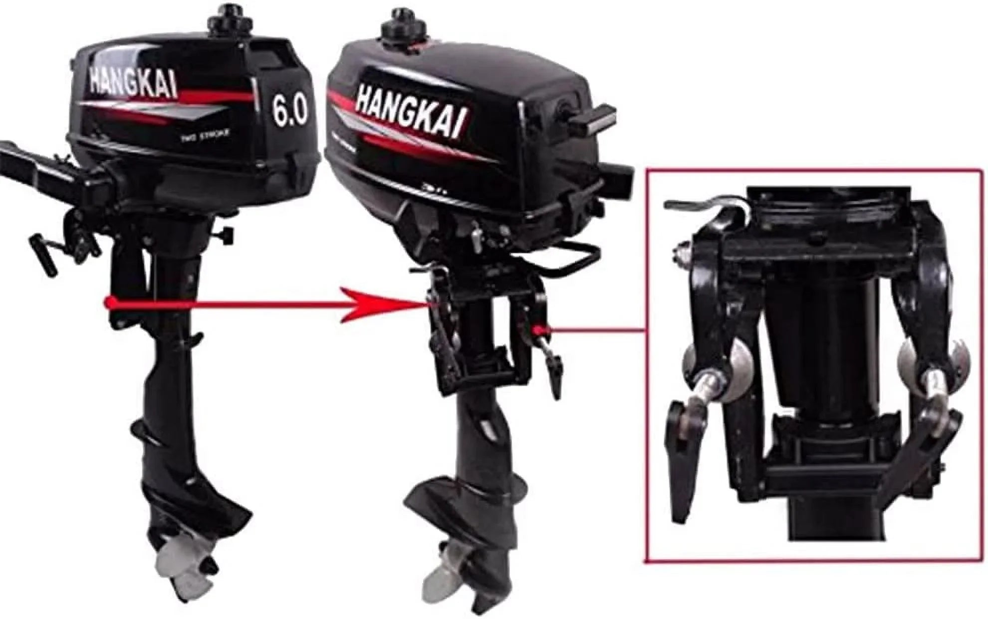 MONIPA 6 HP 2-Stroke Outboard Motor Tiller Shaft Inflatable Fishing Craft Marine Engine Water Cooling CDI System