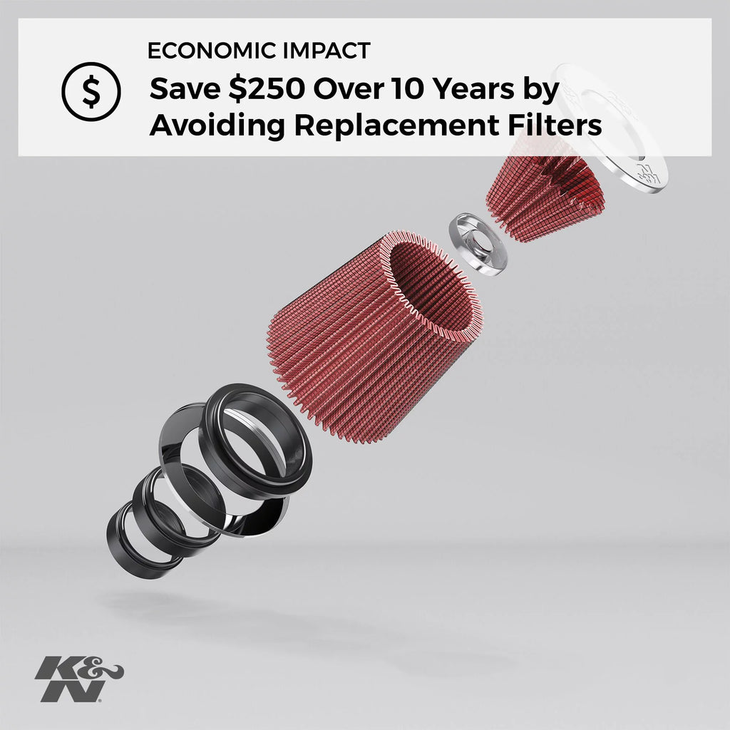 K&N Universal Clamp-On Air Filter: High Performance, Premium, Washable, Replacement Filter: Flange Diameter: 4 In, Filter Height: 6 In, Flange Length: 1.75 In, Shape: Round Tapered, RE-0850
