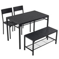 ALFRESCO Black 4-Piece Dining Table Set for 4 - Includes 2 Chairs, 1 Bench, Perfect for Small Spaces