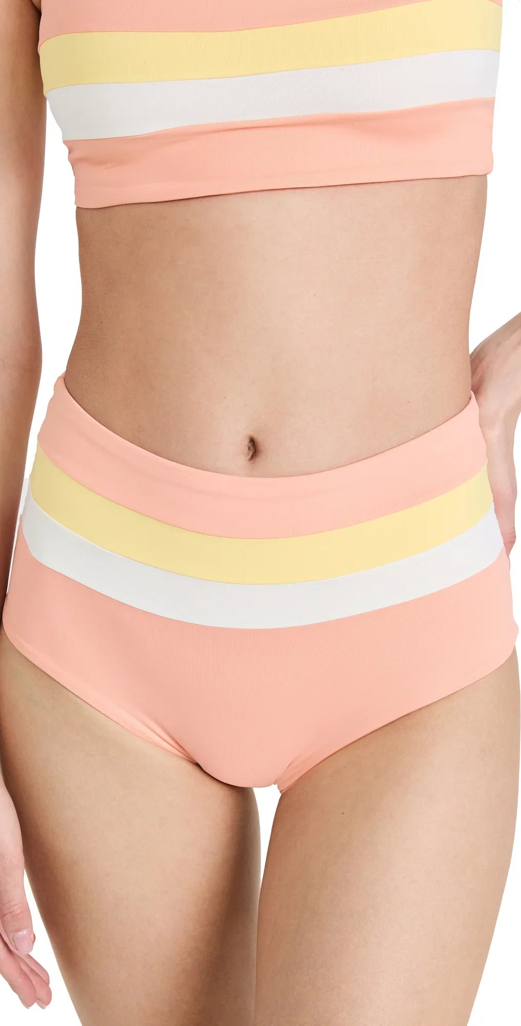 L Space Womens Portia Striped High Waist Swim Bottom Separates
