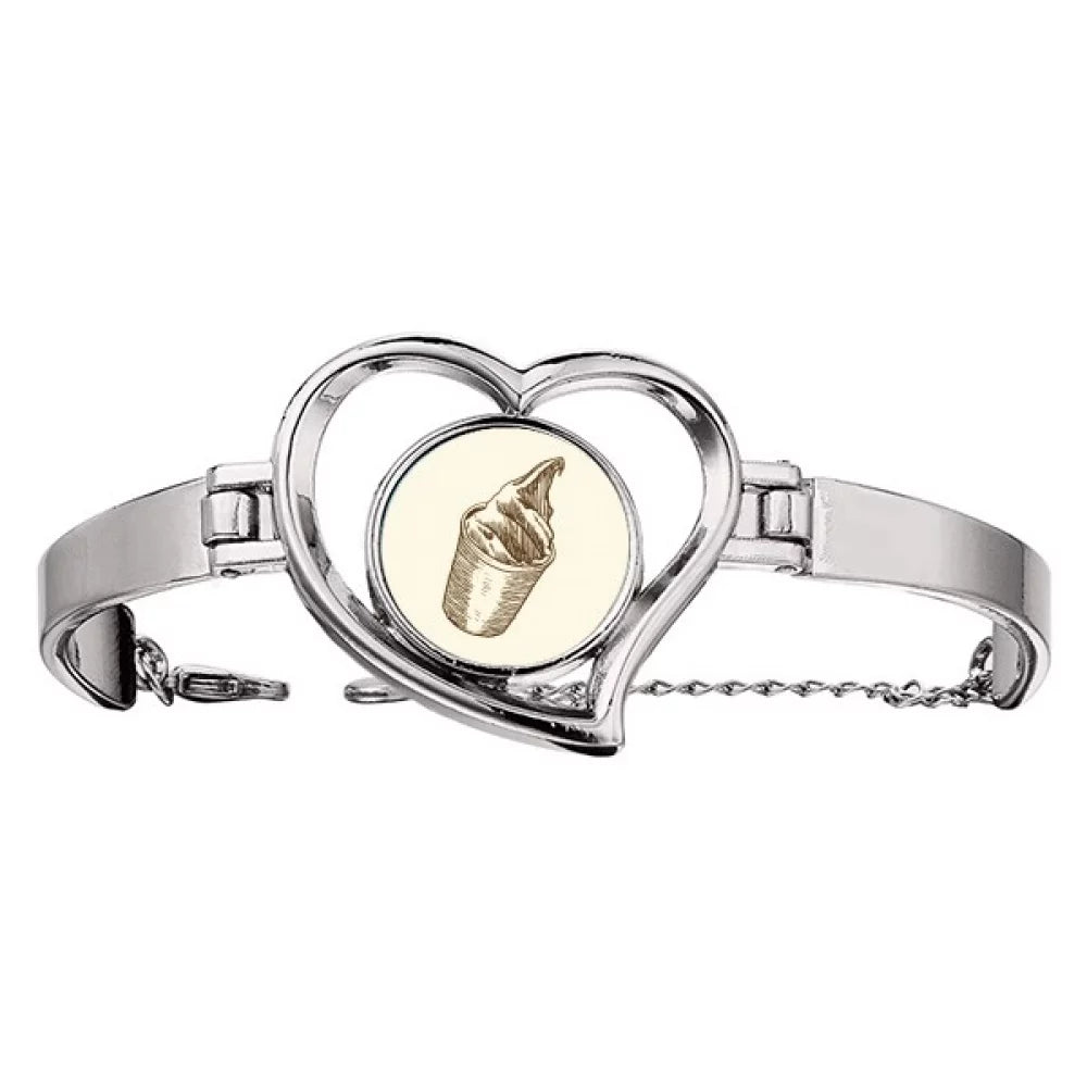 Brown Hand Sketching Cup Ice Bracelet Heart Jewelry Wire Bangle