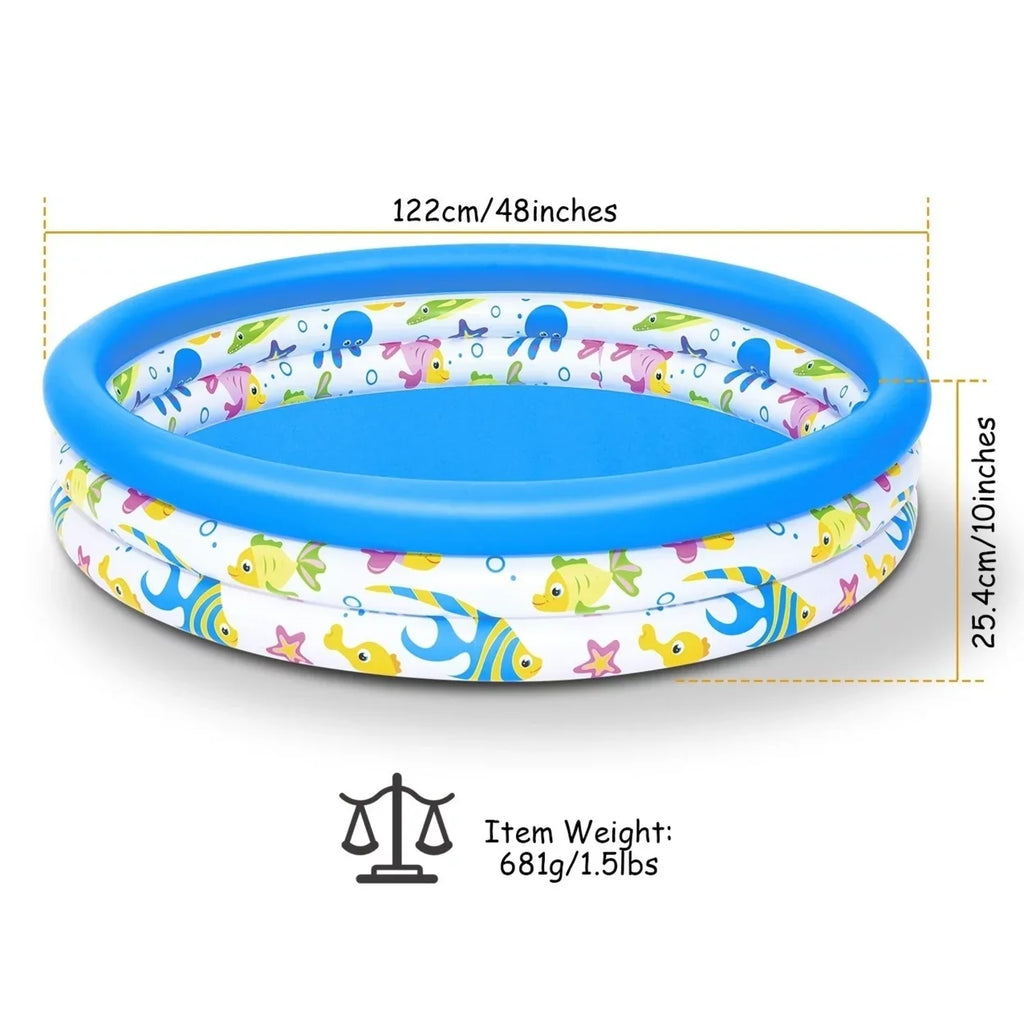 48x10In Inflatable Swimming Pool Blow Up Family Pool For 2 Kids Foldable Swim Ball Pool Center