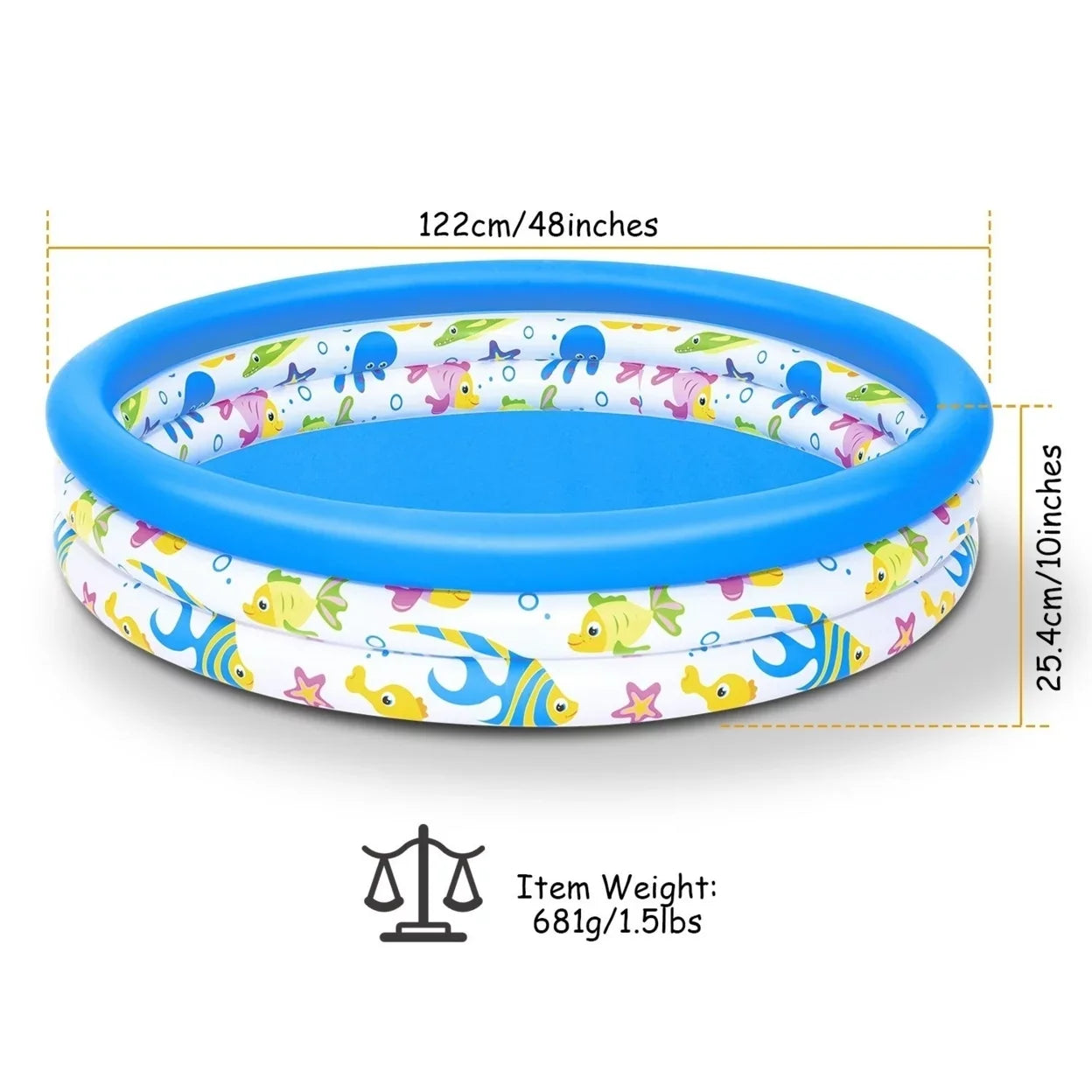 48x10In Inflatable Swimming Pool Blow Up Family Pool For 2 Kids Foldable Swim Ball Pool Center