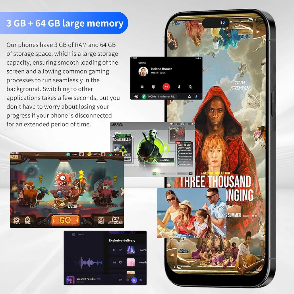 C15 Pro Max Smartphone 6.61in High-Definition Large Screen Smartphones Dual-SIM Phone 3000mAh Large-Capacity Battery Android Phone Unlocked Support AI Cell Phones (Black,3+32G)