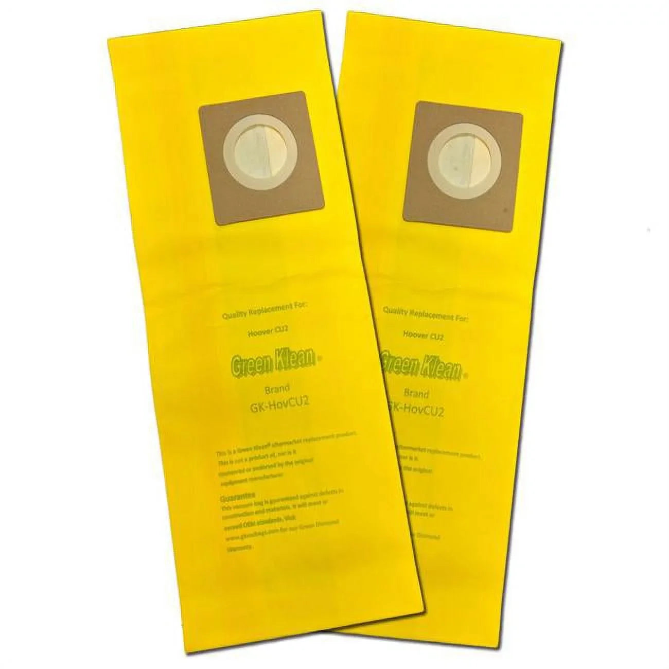 Green Klean Hoovr Hushtone CH54013, CH54015, CH54113, CH54115 Type CU2 2 Ply Allergen Replacement Vacuum Bags - Pack of 100