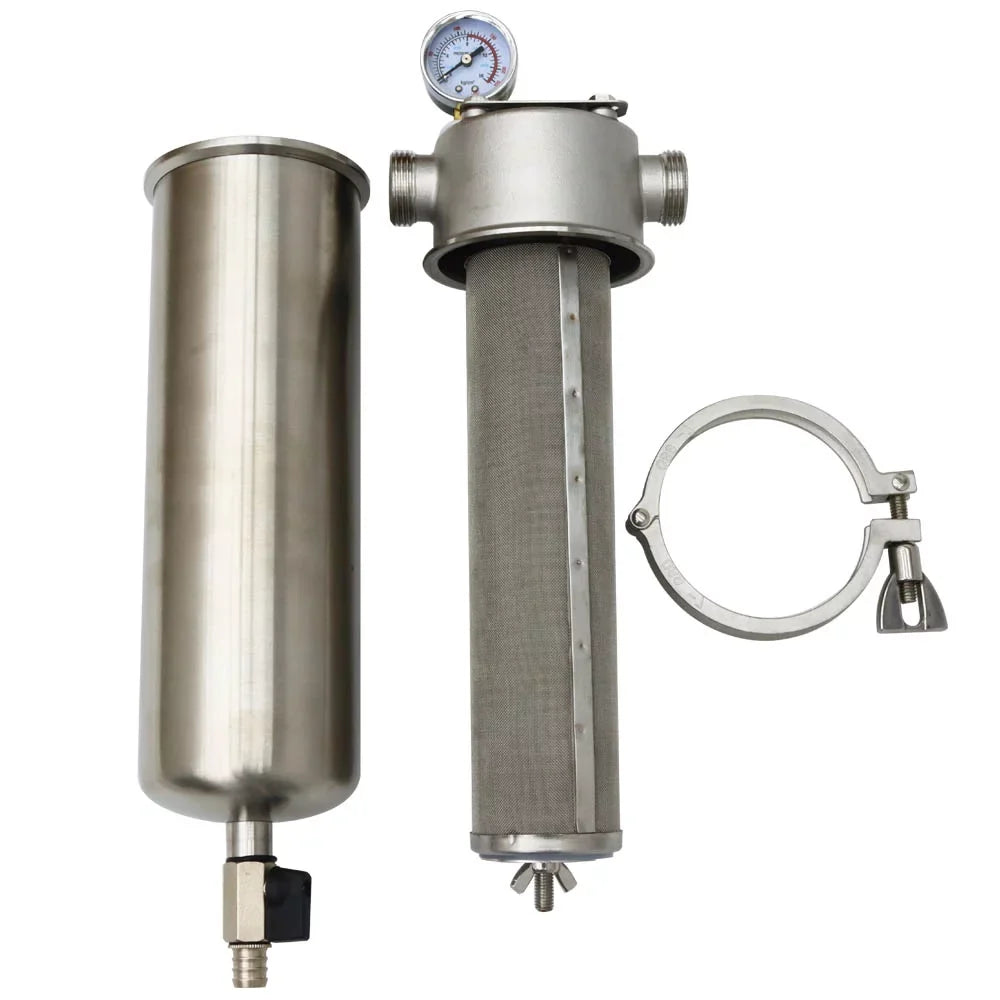TECHTONGDA Front Water Filter Housing 10 inch Filter 1 inch NPT for Whole House Water Purification 304 Stainless Steel 8000L/h